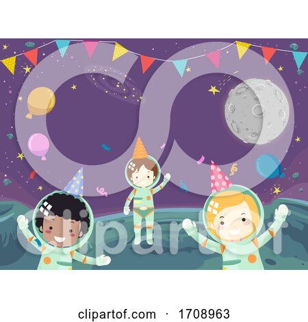 Kids Astronaut Outer Space Party Illustration by BNP Design Studio