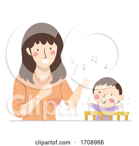 Kid Boy Baby Mom Sing Illustration by BNP Design Studio