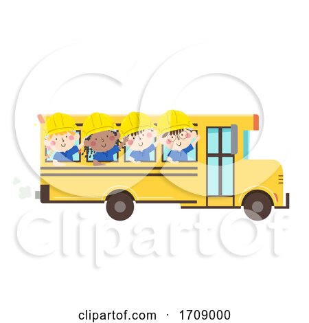 Kids Construction Engineer School Bus Illustration by BNP Design Studio