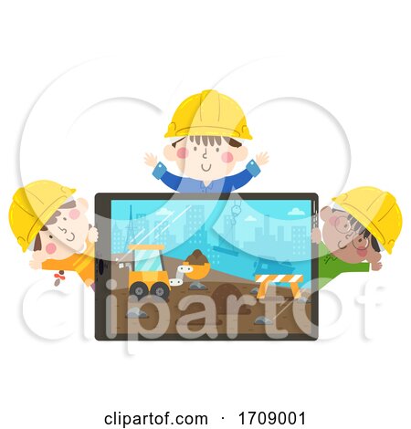 Kids Construction Engineers Tablet Illustration by BNP Design Studio