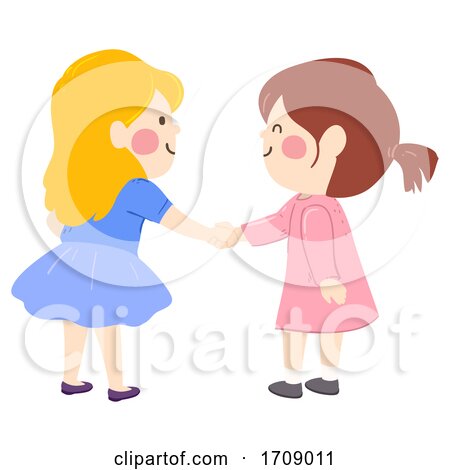 Kids Girls Shake Hands Illustration by BNP Design Studio