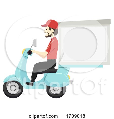 Man Delivery Man Scooter Big Box Illustration by BNP Design Studio