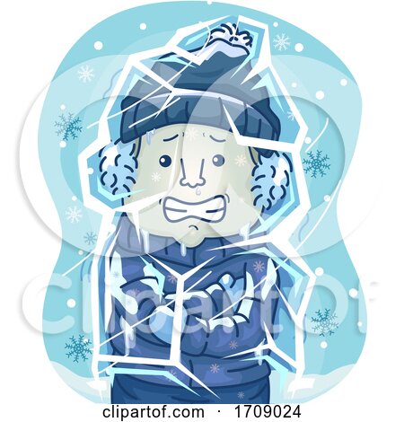 Man Freeze Coldest Weather Illustration by BNP Design Studio