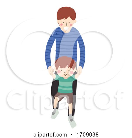 Kid Boy Father Son Step on Foot Illustration by BNP Design Studio