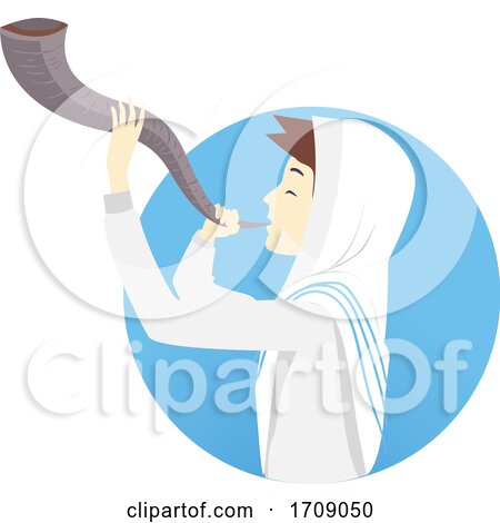 Man Blowing Shofar Illustration by BNP Design Studio