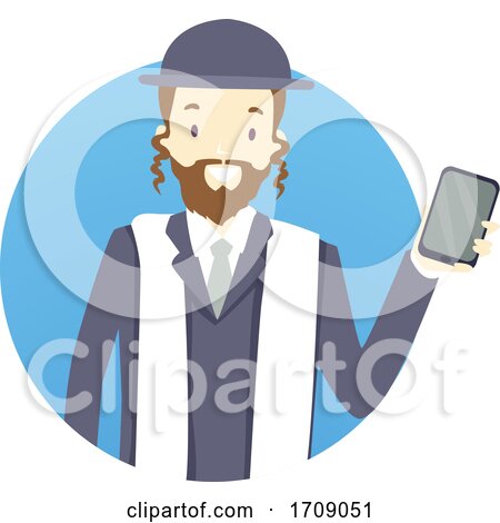 Man Rabbi Mobile Phone Illustration by BNP Design Studio