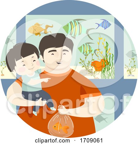 Kid Boy Dad Fish Pet Store Illustration by BNP Design Studio