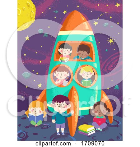 Kids Moon Space Ship Study Illustration by BNP Design Studio