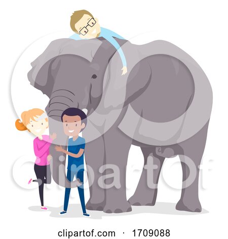 People Hug Elephant Illustration by BNP Design Studio