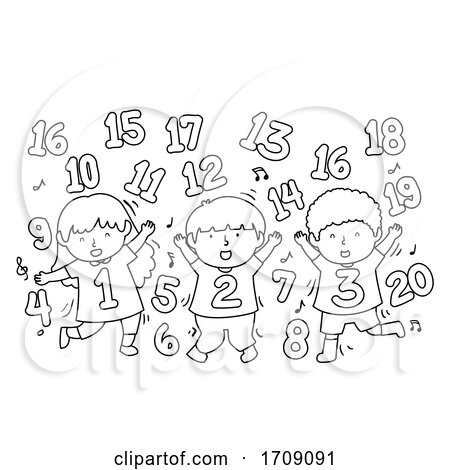 Kids Numbers Dance Coloring Illustration by BNP Design Studio