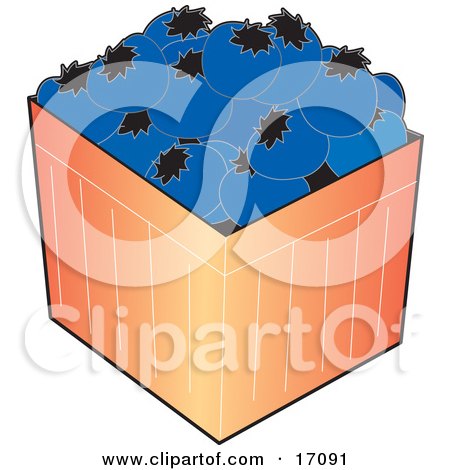 Carton of Fresh and Plump Blueberries Clipart Illustration by Maria Bell