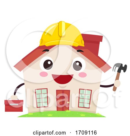 Mascot House Hard Hat Tool Box Illustration by BNP Design Studio
