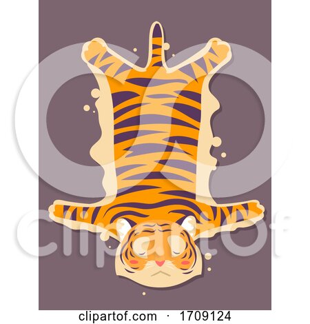 Mascot Sad Tiger Skin Rug Illustration by BNP Design Studio