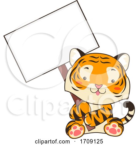 Mascot Tiger Hold Signboard Illustration by BNP Design Studio