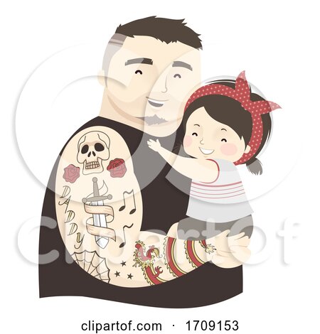 Kid Girl Dad Tattoo Illustration by BNP Design Studio