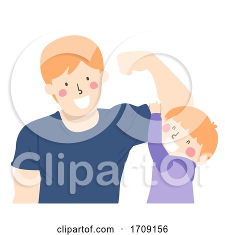 Kid Boy Man Son Bonding Hang Muscle Illustration by BNP Design Studio