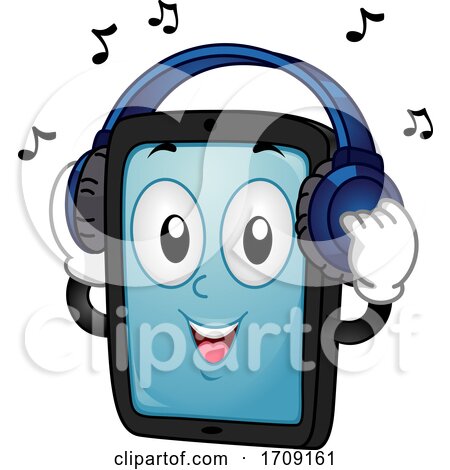Mascot Tablet Mobile Headphones Song Illustration by BNP Design Studio