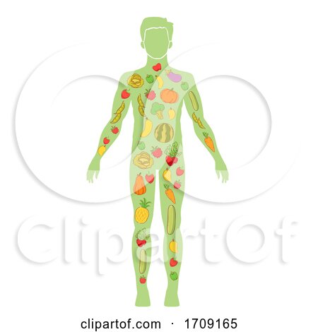 Body Man Healthy Diet Fruit Vegetable Illustration by BNP Design Studio