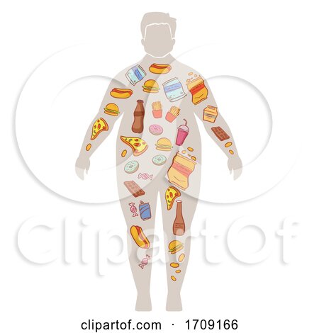 Body Man Unhealthy Foods Illustration by BNP Design Studio