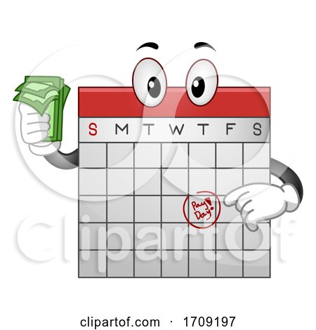 Mascot Calendar Money Payday Illustration by BNP Design Studio