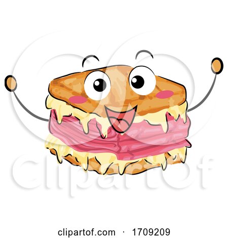 Reuben Sandwich Mascot Illustration by BNP Design Studio