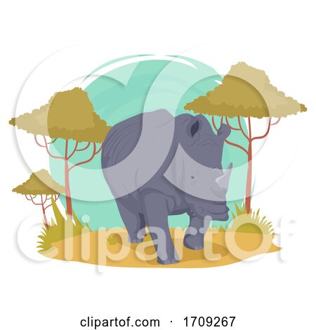 Rhino Wildlife Trees Illustration by BNP Design Studio