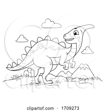 Dinosaur Black and White Illustration by BNP Design Studio