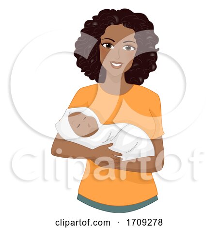 Girl Mom African Carry Baby Wrap Illustration by BNP Design Studio