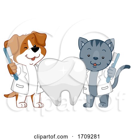 Mascot Dog Cat Dental Health Illustration by BNP Design Studio