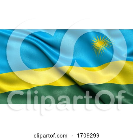 3D Illustration of the Flag of Rwanda Waving in the Wind by stockillustrations
