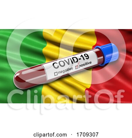 Flag of Mali Waving in the Wind with a Positive Covid 19 Blood Test Tube by stockillustrations
