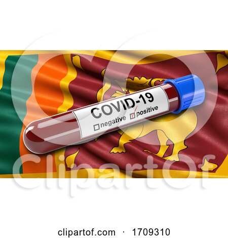 Flag of Sri Lanka Waving in the Wind with a Positive Covid 19 Blood Test Tube by stockillustrations
