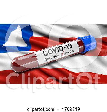 Flag of Bahia Waving in the Wind with a Positive Covid 19 Blood Test Tube by stockillustrations