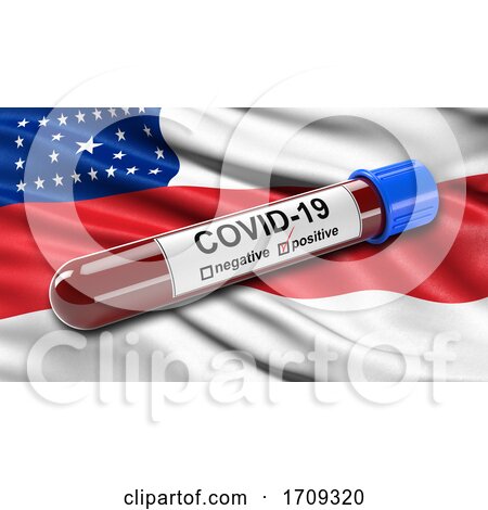 Flag of Amazonas Waving in the Wind with a Positive Covid 19 Blood Test Tube by stockillustrations