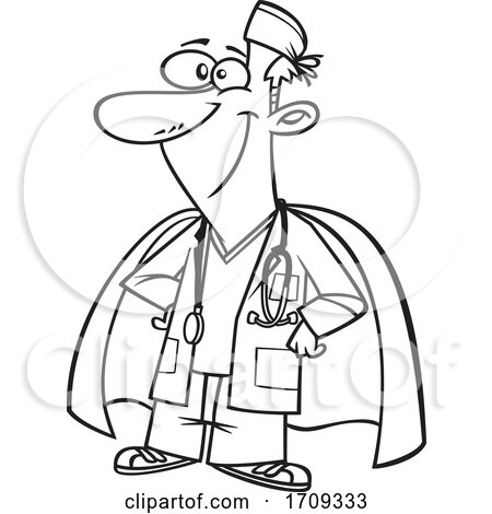 Cartoon Black and White Male Super Doctor by toonaday