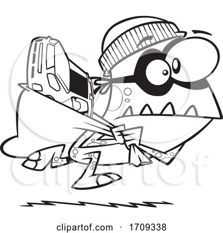 Cartoon Black and White Monster Thief by toonaday
