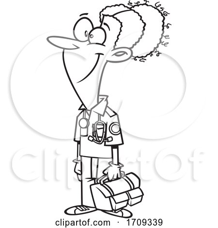Cartoon Black and White Female EMT by toonaday