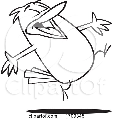 Cartoon Black and White Happy Lark Bird by toonaday