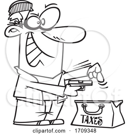 Cartoon Black and White Male Tax Thief by toonaday