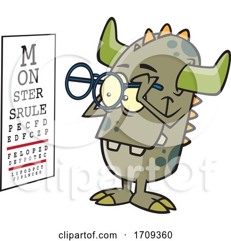 Cartoon Monster Taking an Eye Exam by toonaday