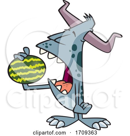 Cartoon Monster Eating a Watermelon by toonaday