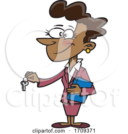 Cartoon Female Landlord Holding out Keys by toonaday