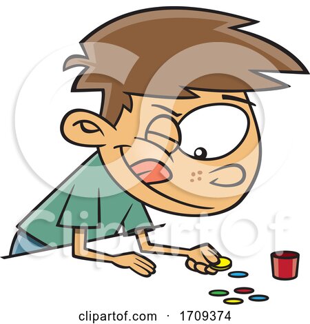 Cartoon Boy Playing Tiddlywinks by toonaday