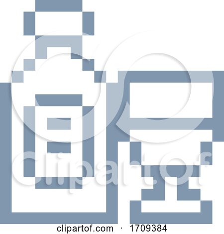 Wine Bottle Glass 8 Bit Video Game Art Icon by AtStockIllustration