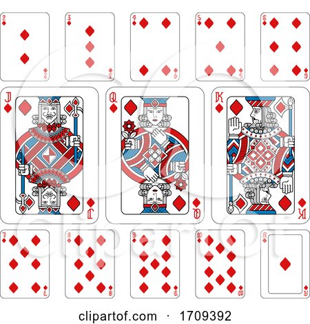 Playing Cards Diamonds Red Blue and Black by AtStockIllustration