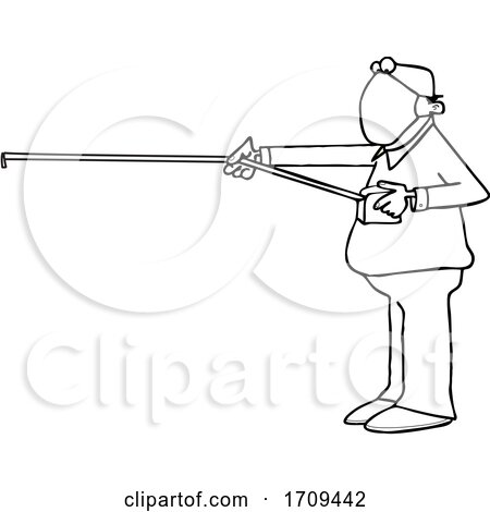 Cartoon Black and White Man Measuring 6 Feet of Distance and Wearing a Mask by djart