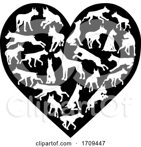 Great Dane Dog Heart Silhouette Concept by AtStockIllustration