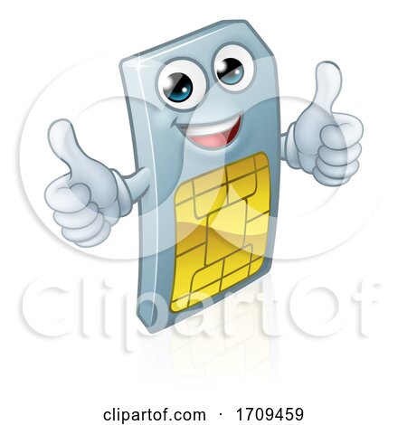 Mobile Phone Sim Card Cartoon Mascot by AtStockIllustration