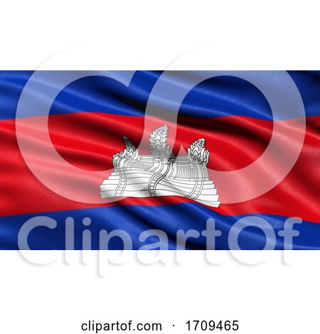 3D Illustration of the Flag of Cambodia Waving in the Wind by stockillustrations