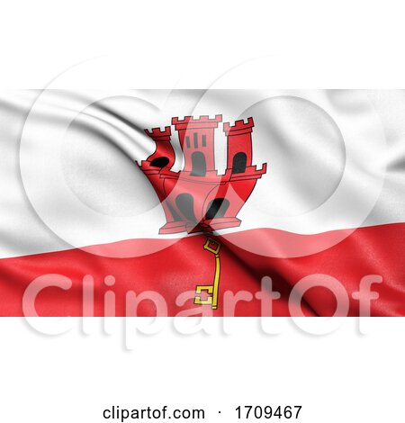 3D Illustration of the Flag of Gibraltar Waving in the Wind by stockillustrations